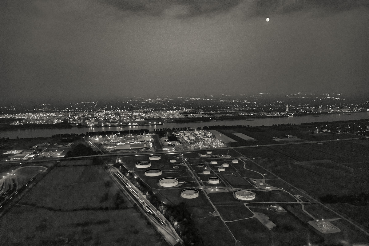 Moonlight over the ExxonMobil refinery along I–110, Baton Rouge, LA.
